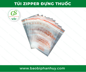 Túi nilon tự hủy sinh học thương hiệu Greensun - Túi zipper chỉ đỏ tự hủy