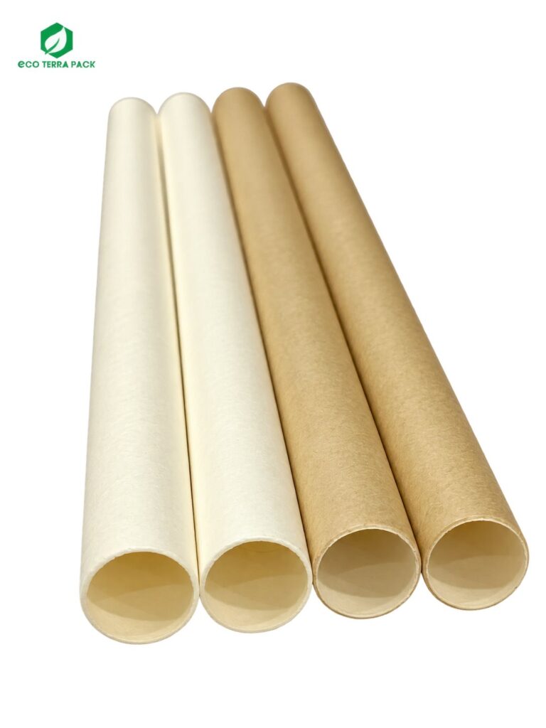 Ống hút giấy màu trắng và nâu kraft